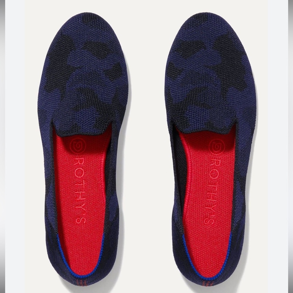 Worn Once Rothy’s‎ “THE LOAFER”  Midnight Camo Knit Ballet Flats Blue Black Sz 7
